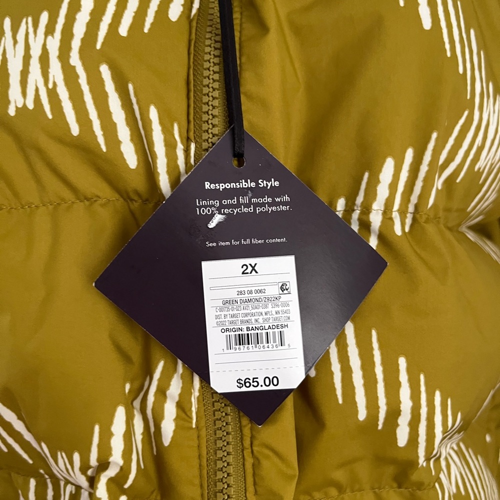NEW AVA & VIV GREEN DIAMOND LADIES SHORT PUFFER HOODIE JACKET SIZE 2X - Picture 3 of 11